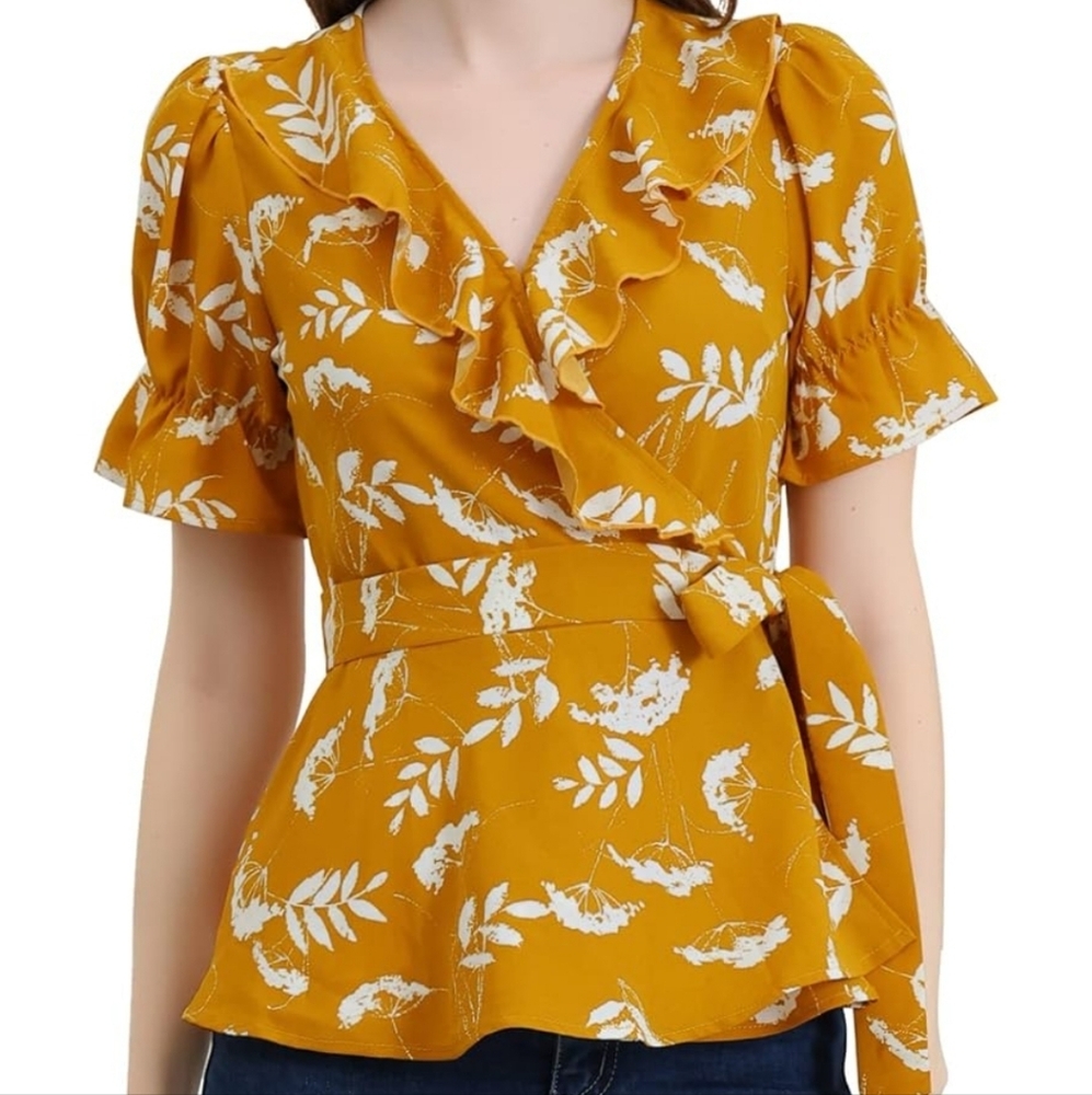 Yellow wrap top